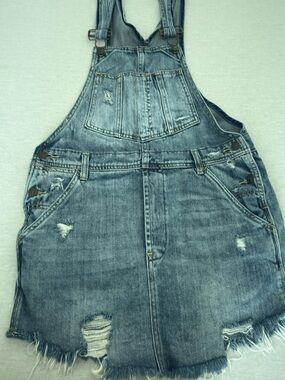 We The Free faded blue denim dress with zipper front